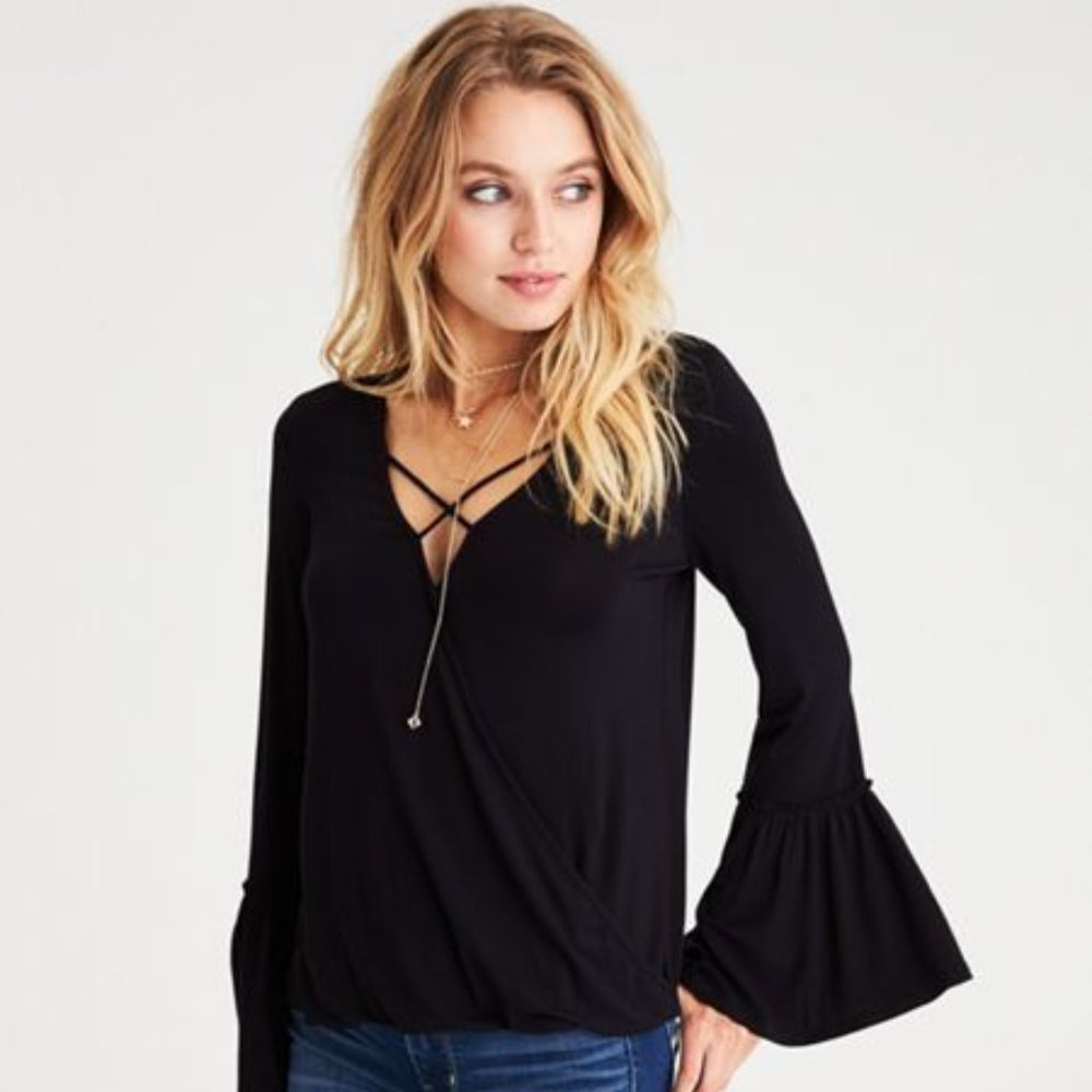 AE Soft & Sexy Bell Sleeve Wrap Top
